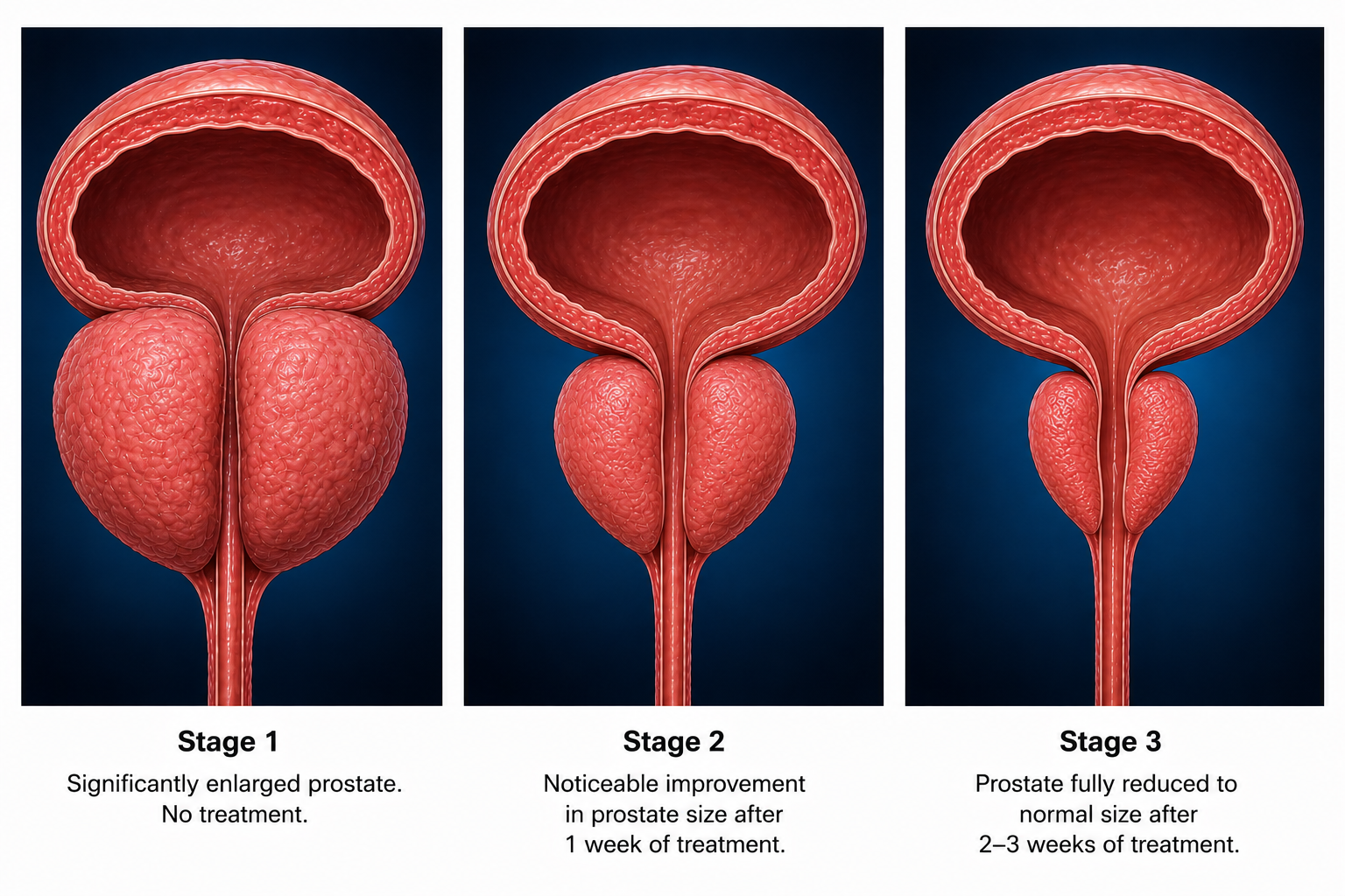 Prostate reduction stages